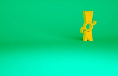 Turuncu Kehanet, kağıt, parşömen, parşömen simgesi yeşil arkaplanda izole edilmiş. Minimalizm kavramı. 3d illüstrasyon 3B canlandırma.