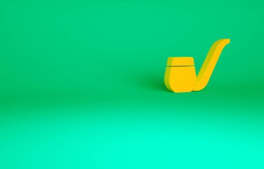 Yeşil arka planda izole edilmiş dumanlı sigara piposu. Tütün piposu. Minimalizm kavramı. 3d illüstrasyon 3B canlandırma.