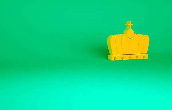 Ícone Coroa Rei Laranja Isolado Fundo Verde Conceito Minimalismo Ilustração — Fotografia de Stock