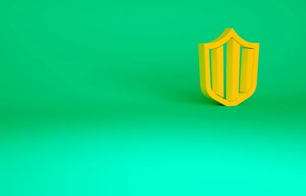 Orangefarbenes Schild Symbol Auf Grünem Hintergrund Wachschild Sicherheit Sicherheit Schutz — Stockfoto