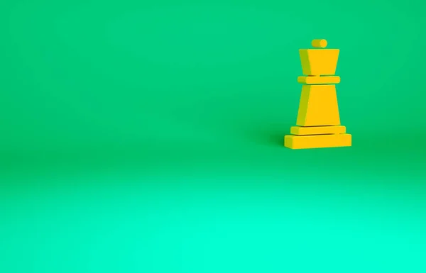 緑の背景に隔離されたオレンジのチェスのアイコン ビジネス戦略 ゲーム 最小限の概念 3Dイラスト3Dレンダリング — ストック写真