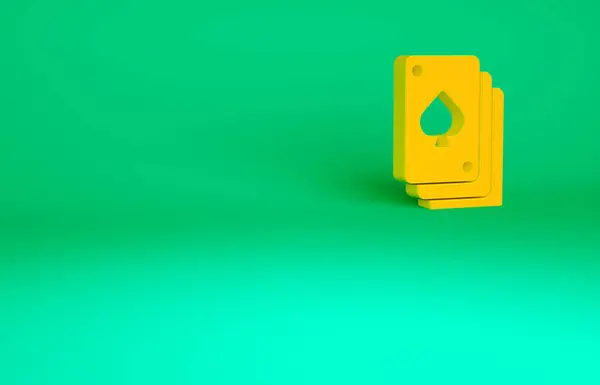オレンジ緑の背景に隔離されたトランプアイコンを再生します カジノのギャンブル 最小限の概念 3Dイラスト3Dレンダリング — ストック写真