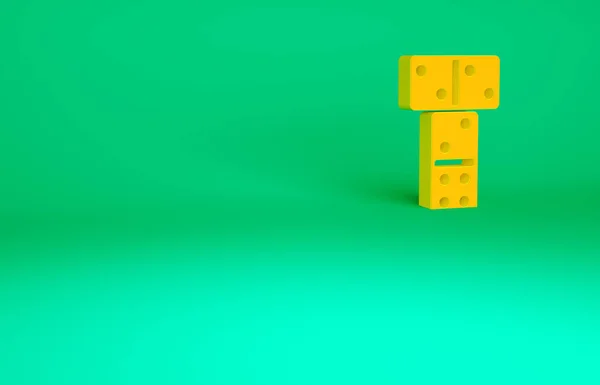 Oranje Domino Icoon Geïsoleerd Groene Achtergrond Minimalisme Concept Illustratie Renderen — Stockfoto