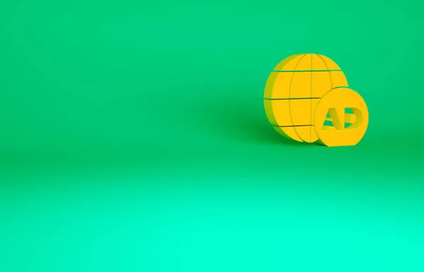 橙色广告图标孤立在绿色背景 营销和促销过程的概念 反应灵敏的广告社交媒体广告 最低纲领的概念 3D渲染3D插图 — 图库照片