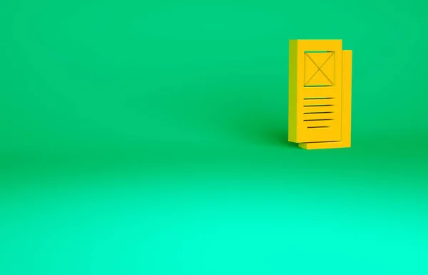 Ícone Janela Navegador Laranja Isolado Fundo Verde Conceito Minimalismo Ilustração — Fotografia de Stock