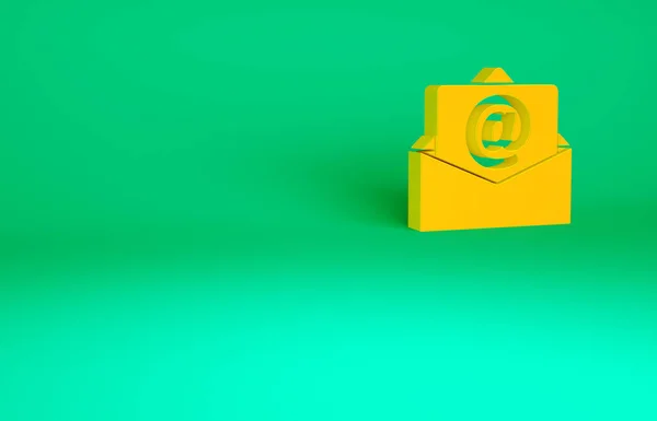 Orange Mail Mail Icoon Geïsoleerd Groene Achtergrond Envelop Symbool Mail — Stockfoto