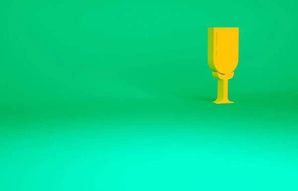 Orange Glass Champagne Icon Isolated Green Background Minimalism Concept Illustration — Stock Photo, Image