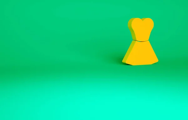 Ікона Оранжевої Жінки Ізольована Зеленому Тлі Знак Одягу Концепція Мінімалізму — стокове фото
