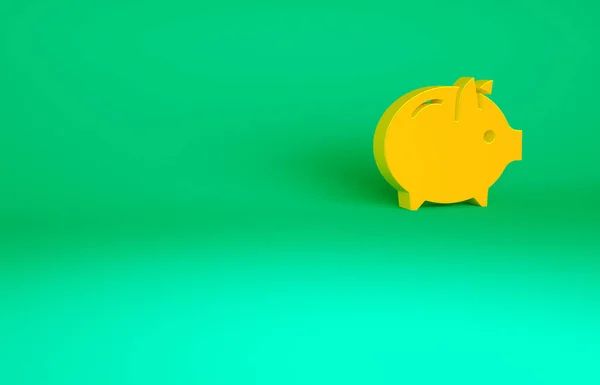 Ícone Banco Piggy Laranja Isolado Fundo Verde Economia Ícone Acumulação — Fotografia de Stock