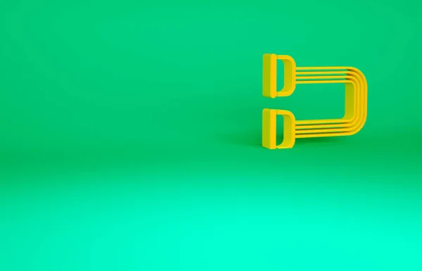 緑の背景に隔離されたオレンジチェストエキスパンダアイコン 最小限の概念 3Dイラスト3Dレンダリング — ストック写真