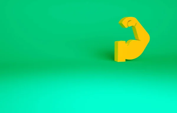 Помаранчевий Бодібілдер Показує Свій Язовий Ікона Ізольований Зеленому Тлі Пристосованість — стокове фото