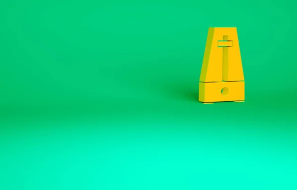 Orange Classic Metronome Com Pêndulo Movimento Ícone Isolado Fundo Verde — Fotografia de Stock