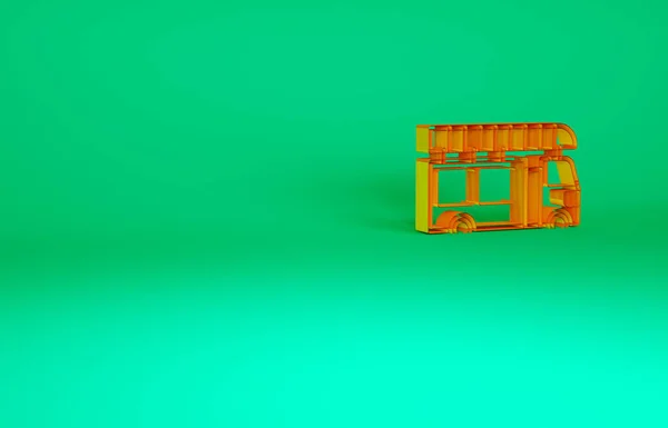 オレンジ緑色の背景に隔離された消防車のアイコン 消防車だ 消防車緊急車両 最小限の概念 3Dイラスト3Dレンダリング — ストック写真