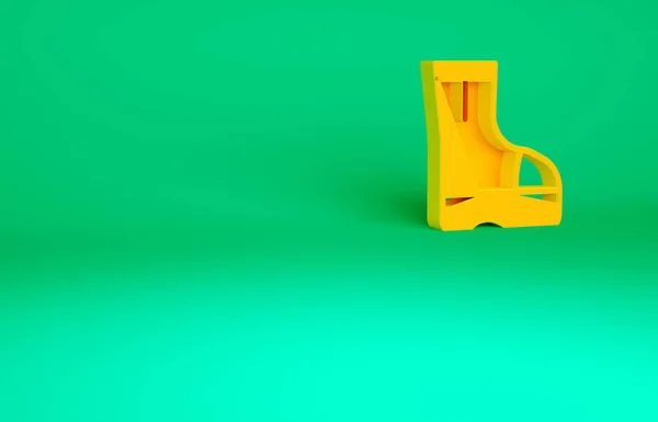 Иконка Оранжевых Ботинок Зеленом Фоне Концепция Минимализма Рендеринг — стоковое фото