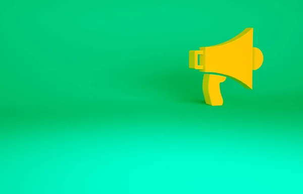 Orangefarbenes Megafon Symbol Isoliert Auf Grünem Hintergrund Lautsprecherzeichen Minimalismus Konzept — Stockfoto