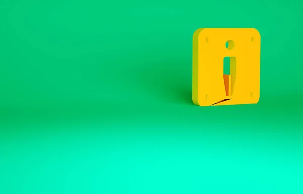 Orange Male Toilet Icon Isolated Green Background Sign Washroom Minimalism — Stock Photo, Image