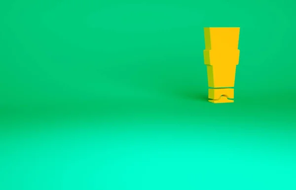 緑の背景に隔離された歯磨き粉のアイコンのオレンジチューブ 最小限の概念 3Dイラスト3Dレンダリング — ストック写真