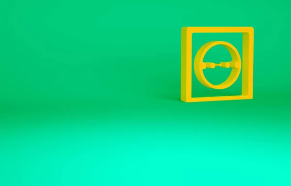 橙色电源插座图标隔离在绿色背景 电源插座玫瑰的象征 最低纲领的概念 3D渲染3D插图 — 图库照片
