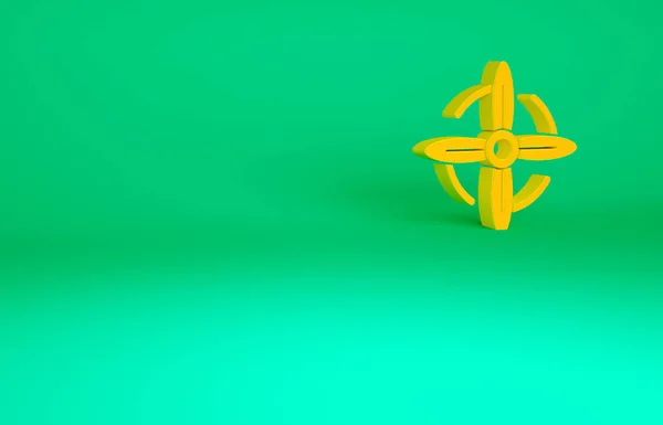Иконка Оранжевой Ветряной Турбины Изолирована Зеленом Фоне Знак Ветрогенератора Ветряная — стоковое фото