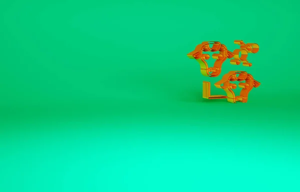 Оранжевый Клонирование Значок Изолирован Зеленом Фоне Генная Инженерия Концепция Минимализма — стоковое фото