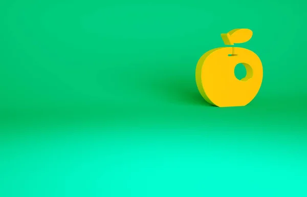 Naranja Icono Manzana Genéticamente Modificado Aislado Sobre Fondo Verde Fruta — Foto de Stock