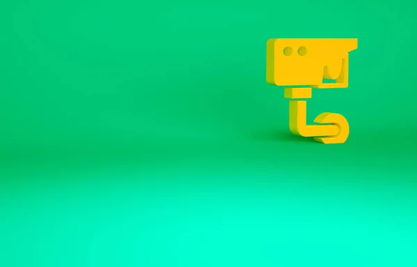 オレンジ緑の背景に隔離されたセキュリティカメラのアイコン 最小限の概念 3Dイラスト3Dレンダリング — ストック写真