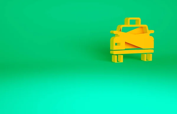 Orange Taxi Bil Ikon Isolerad Grön Bakgrund Minimalistiskt Koncept Återgivning — Stockfoto