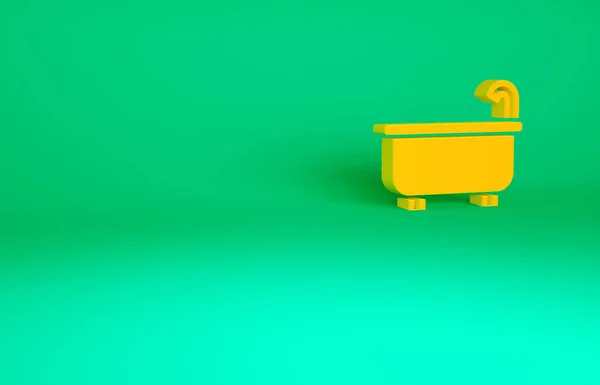 Orange Bathtub Icon Isolated Green Background Minimalism Concept Illustration Render — Stock Photo, Image