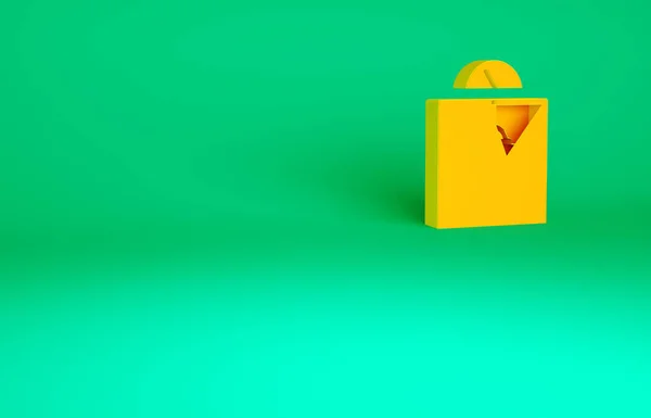 Иконка Оранжевого Лифта Выделена Зеленом Фоне Символ Лифта Концепция Минимализма — стоковое фото
