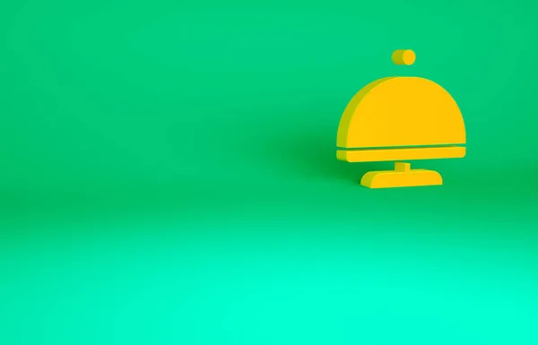 Orange Bedeckt Mit Einem Tablett Mit Lebensmittelsymbolen Auf Grünem Hintergrund — Stockfoto