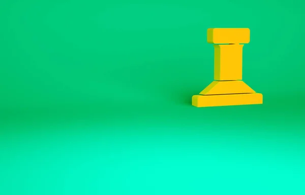 Orangefarbenes Stempelsymbol Isoliert Auf Grünem Hintergrund Minimalismus Konzept Illustration Renderer — Stockfoto