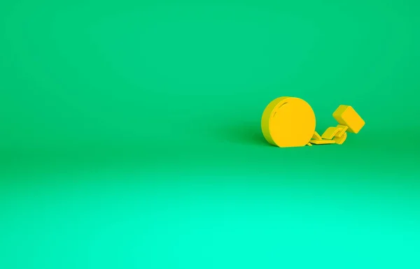 Orange Ball Ikonie Łańcucha Izolowane Zielonym Tle Koncepcja Minimalizmu Ilustracja — Zdjęcie stockowe