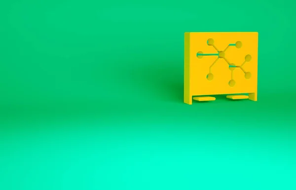 Оранжевый Значок Карте Выделен Зеленом Фоне Концепция Минимализма Рендеринг — стоковое фото