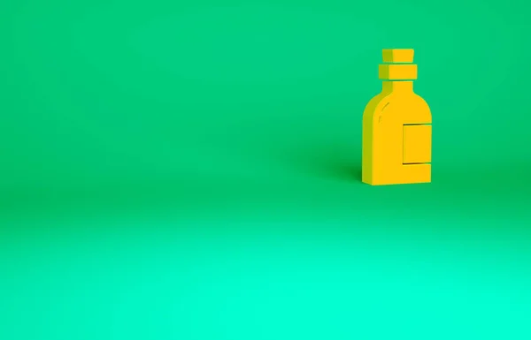 Naranja Bebida Alcohólica Icono Botella Ron Aislado Sobre Fondo Verde — Foto de Stock