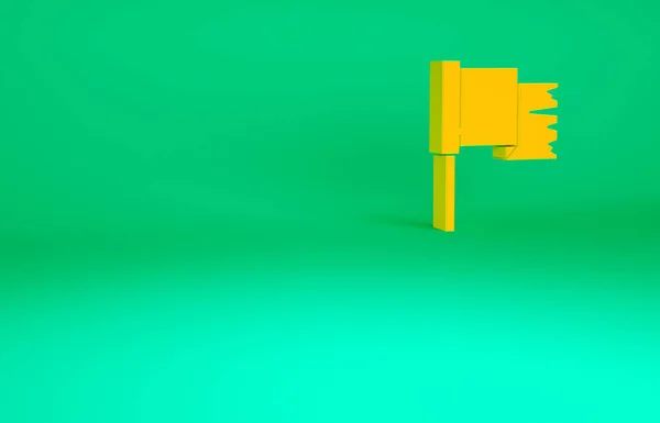 オレンジ緑の背景に隔離された海賊旗のアイコン 最小限の概念 3Dイラスト3Dレンダリング — ストック写真