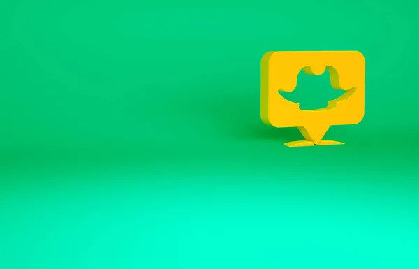 Пиратская Иконка Оранжевой Локации Выделена Зеленом Фоне Концепция Минимализма Рендеринг — стоковое фото