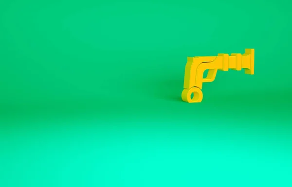 Pistolas Vintage Naranja Icono Aislado Sobre Fondo Verde Arma Antigua — Foto de Stock