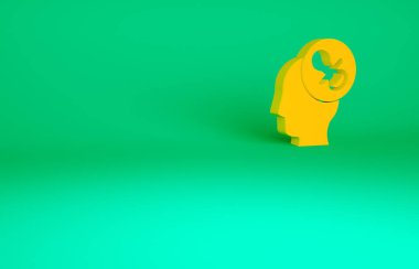 Turuncu Bebek emzik ikonu yeşil arkaplanda izole edildi. Çocuk oyuncağı. Minimalizm kavramı. 3d illüstrasyon 3B canlandırma.