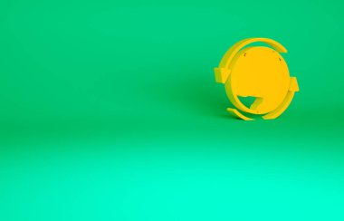 Orange Worldwide simgesi yeşil arkaplanda izole edildi. Yerküreye iğnele. Minimalizm kavramı. 3d illüstrasyon 3B canlandırma.