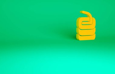 Kıvırcık spor ikonu için turuncu taş yeşil arka planda izole edildi. Spor malzemeleri. Minimalizm kavramı. 3d illüstrasyon 3B canlandırma.