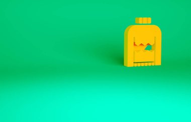 Yeşil zemin üzerinde Norveç süslemeleri ve tatil süslemeleri olan turuncu Noel süveteri. Örgü kazak. Minimalizm kavramı. 3d illüstrasyon 3B canlandırma.