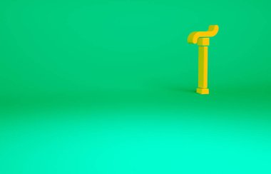 Yeşil arka planda izole edilmiş turuncu baston ikonu. Minimalizm kavramı. 3d illüstrasyon 3B canlandırma.