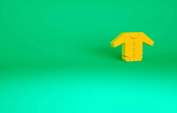 Turuncu Bebek Giysileri Ikonu Yeşil Arka Planda Izole Edilmiş Bebek — Stok fotoğraf