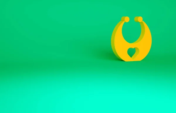 Orange Baby Lätzchen Symbol Isoliert Auf Grünem Hintergrund Minimalismus Konzept — Stockfoto