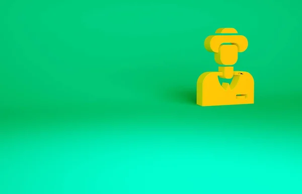 緑の背景に孤立オレンジ観光アイコン 観光の概念 最小限の概念 3Dイラスト3Dレンダリング — ストック写真