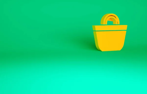 Orange Beach Bag Icon Isolated Green Background Minimalism Concept Illustration — Stock Photo, Image