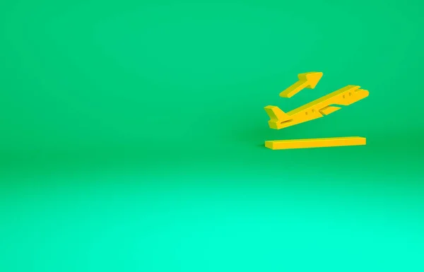 Orange Plane Takeoff Icon Isolated Green Background Airplane Transport Symbol — Stock Photo, Image