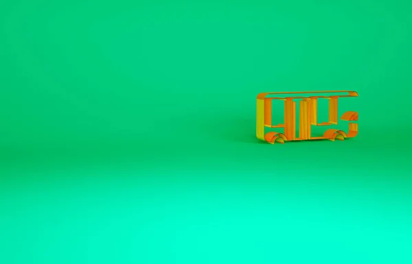 Иконка Оранжевого Автобуса Аэропорта Выделена Зеленом Фоне Концепция Минимализма Рендеринг — стоковое фото