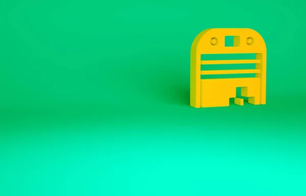 Orange Aircraft Hangar Icon Isolated Green Background Minimalism Concept Illustration — Stock Photo, Image