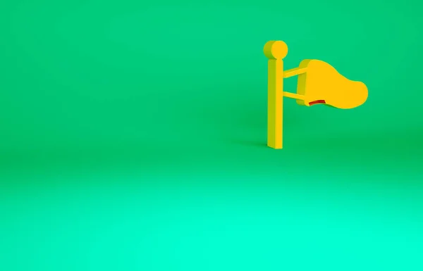 Das Symbol Der Windfahne Orange Cone Meteorologie Isoliert Auf Grünem — Stockfoto